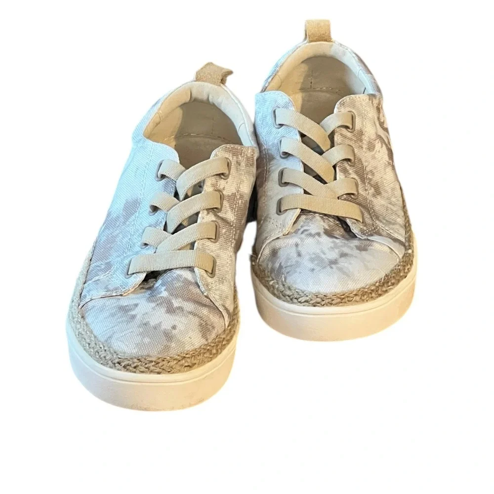 Spenco Malibu 21 Slip On Comfort‎ Sneakers Gray Tie Dye Canvas No Tie 8.5D